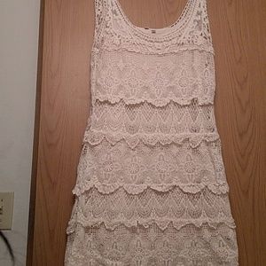 Cream crochet mini dress